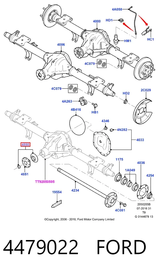 Retén del piñón del diferencial trasero 4479022 Ford