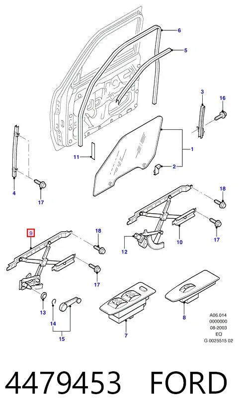 Mecanismo de elevalunas delantero izquierdo Ford Ranger ER