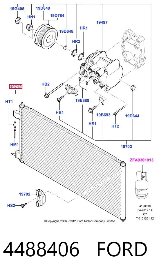 Condensador aire acondicionado 4488406 Ford