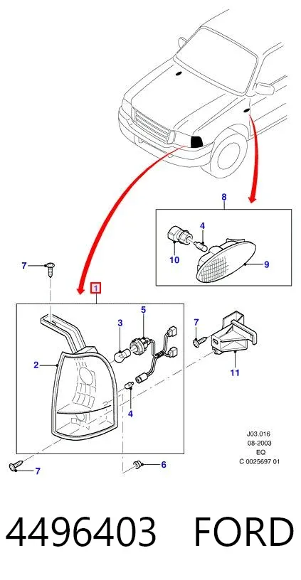 Intermitente izquierdo 4496403 Ford