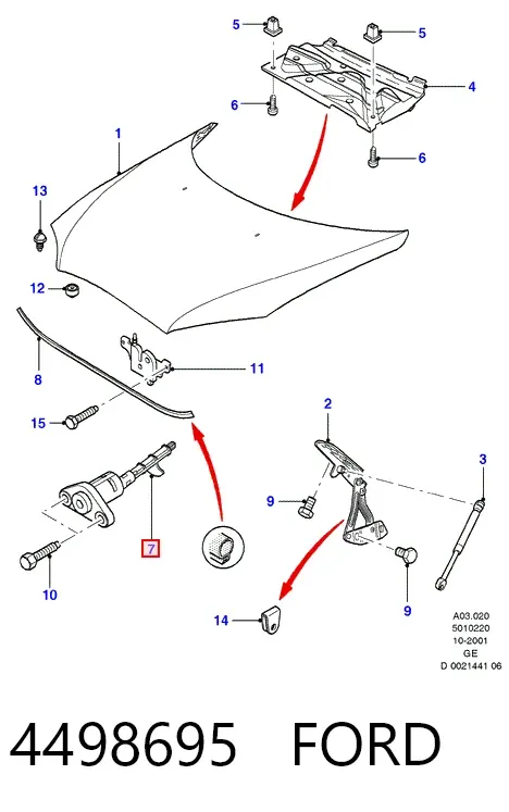 Cilindro de la cerradura del capó 4498695 Ford