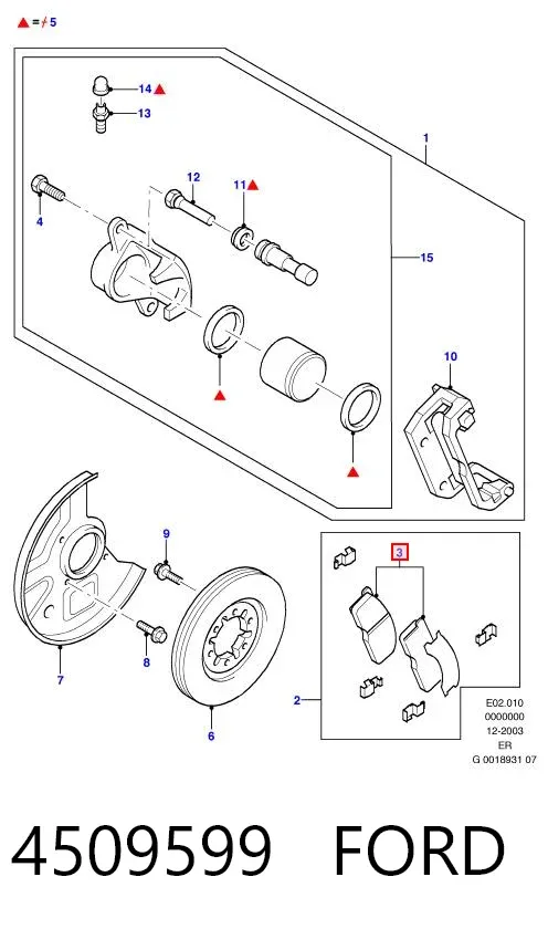 Pastillas de freno 4509599 Ford