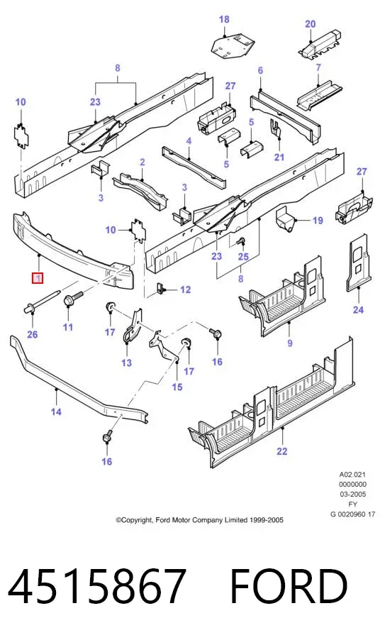 Refuerzo parachoque delantero 4515867 Ford