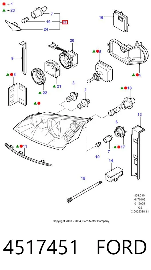 Luz intermitente de guardabarros 4517451 Ford