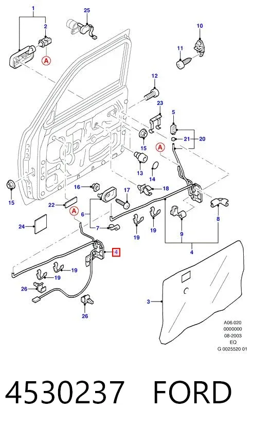 Cerradura de puerta delantera derecha 4530237 Ford
