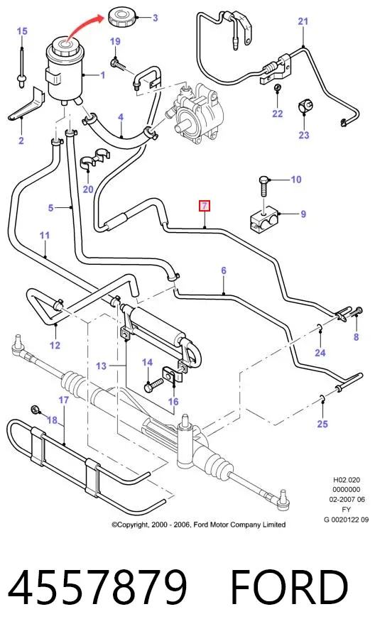 Manguera de alta presion de direccion, hidráulica 4557879 Ford