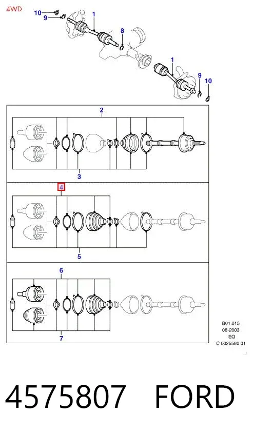 Fuelle de semieje delantero interior 4575807 Ford