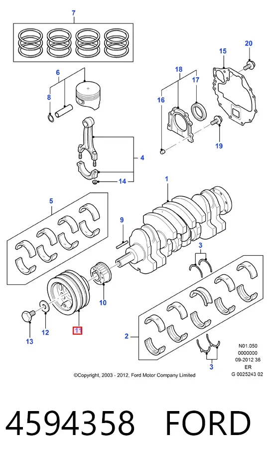 Polea de cigüeñal 4594358 Ford