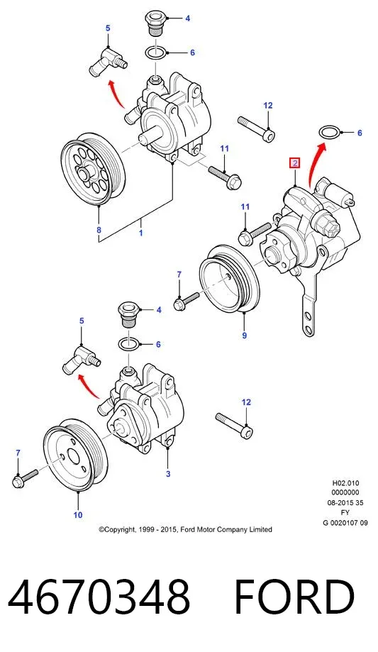 Bomba de dirección 4670348 Ford