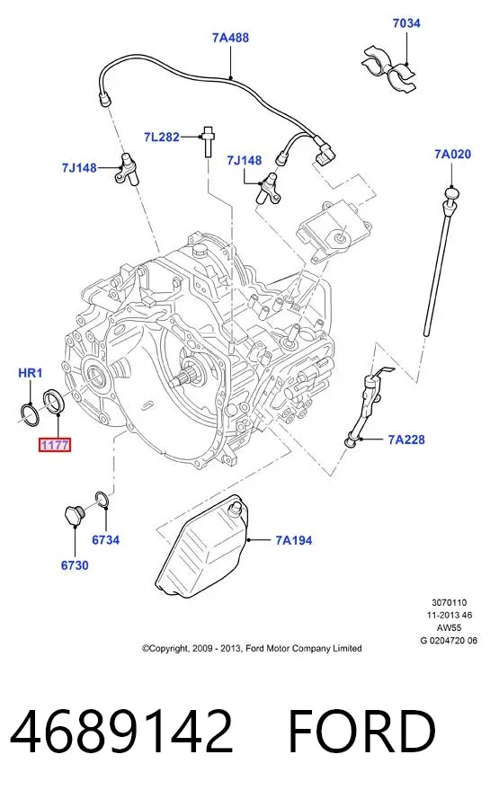 Retén del semieje delantero izquierdo 4689142 Ford