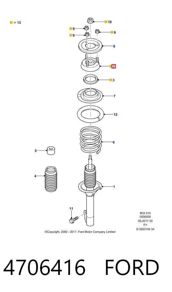Soporte del amortiguador delantero 4706416 Ford