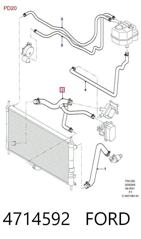 Manguera inferior del radiador 4714592 Ford