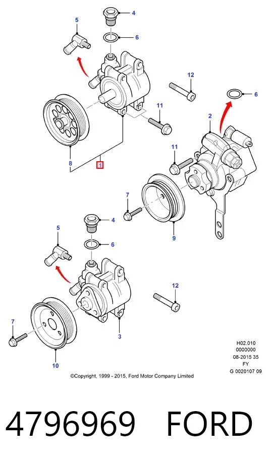 Bomba de dirección 4796969 Ford