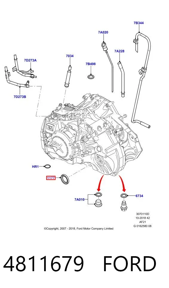 Retén del semieje delantero izquierdo 4811679 Ford