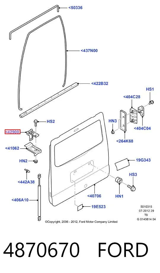 Bisagra de puerta trasera 4870670 Ford
