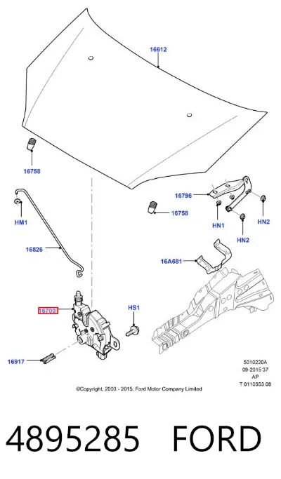 Cerradura del capó FORD 4895285