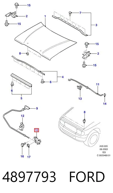 Cerradura de capó Ford Ranger EQ