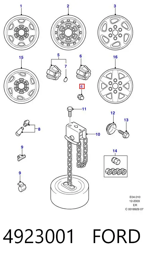 Tuercas de rueda 4923001 Ford