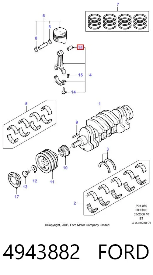 Buje de biela 4943882 Ford