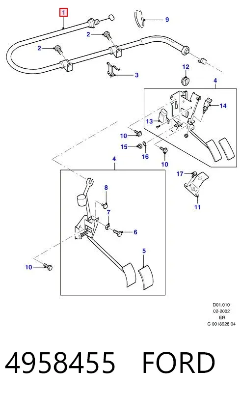 Cable del acelerador 4958455 Ford