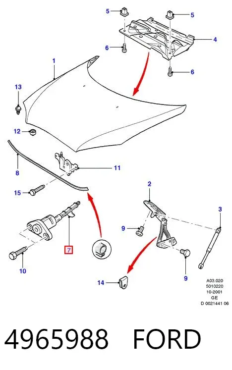 Cilindro de la cerradura del capó 4965988 Ford