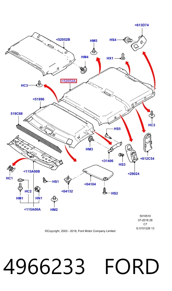 Techo interior 4966233 Ford