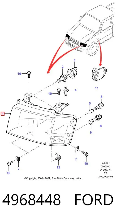 Faro izquierdo 4968448 Ford