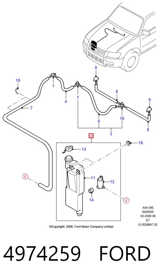 Depósito de limpiaparabrisas Ford Ranger ET