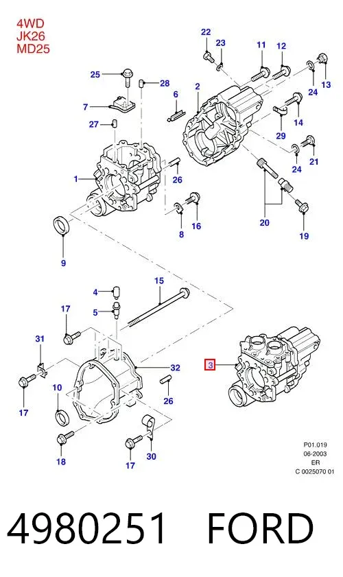 Caja de transferencia 4980251 Ford