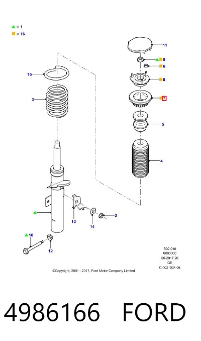 Rodamiento de soporte del amortiguador delantero FORD 4986166