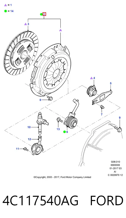 Embrague 4C117540AG Ford
