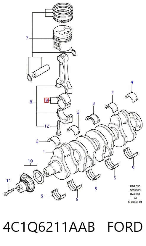 Cojinetes de biela 4C1Q6211AAB Ford