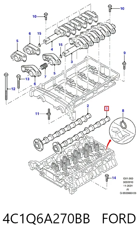 Árbol de levas de entrada 4C1Q6A270BB Ford