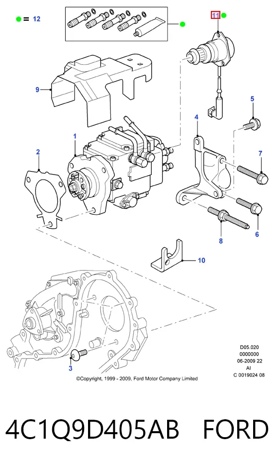 Válvula reguladora de presión del sistema common rail 4C1Q9D405AB Ford