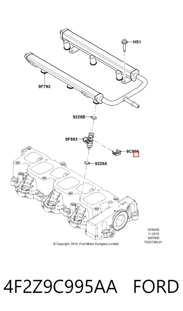 Soporte del inyector 4F2Z9C995AA Ford