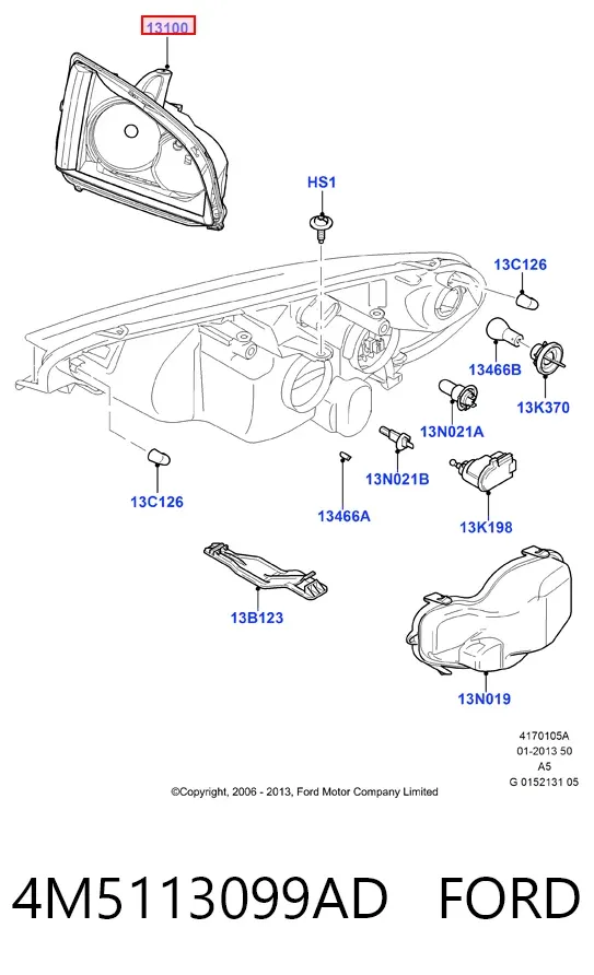 Faro derecho 4M5113099AD Ford