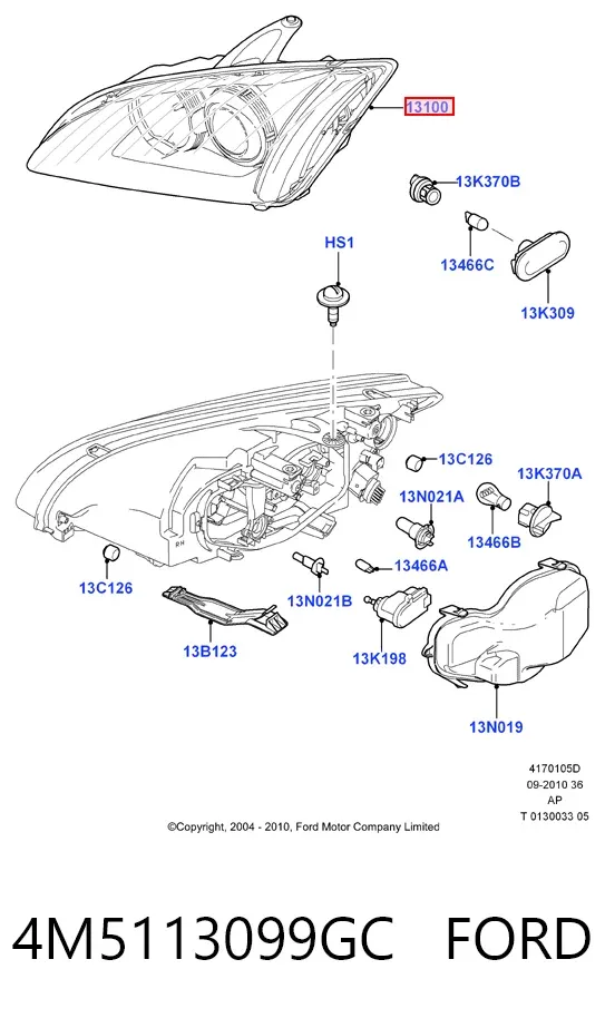 Faro derecho 4M5113099GC Ford