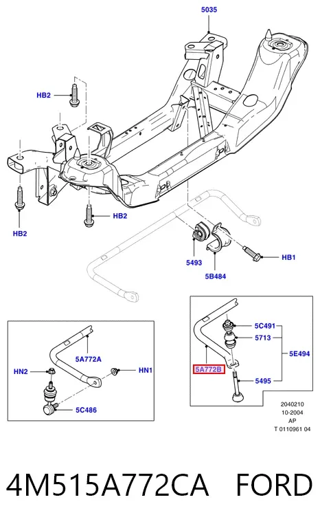 Estabilizador trasero 4M515A772CA Ford