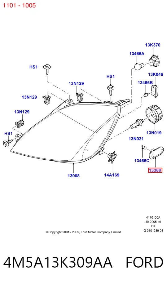 Luz intermitente de guardabarros 4M5A13K309AA Ford