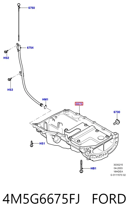 Cárter de aceite del motor 4M5G6675FJ Ford