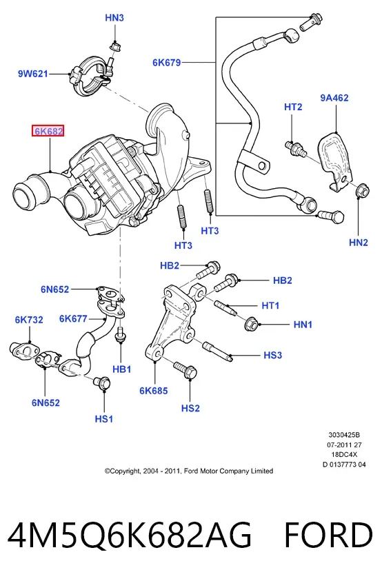 Turbocompresor 4M5Q6K682AG Ford