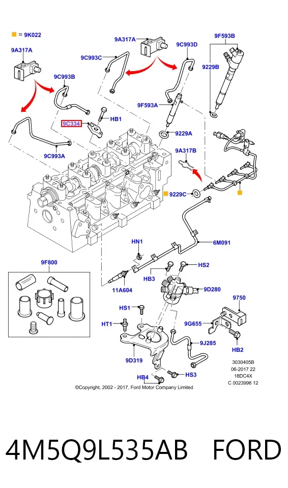 Soporte del inyector 4M5Q9L535AB Ford