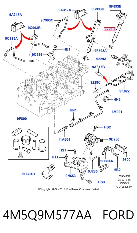 Inyector 4M5Q9M577AA Ford