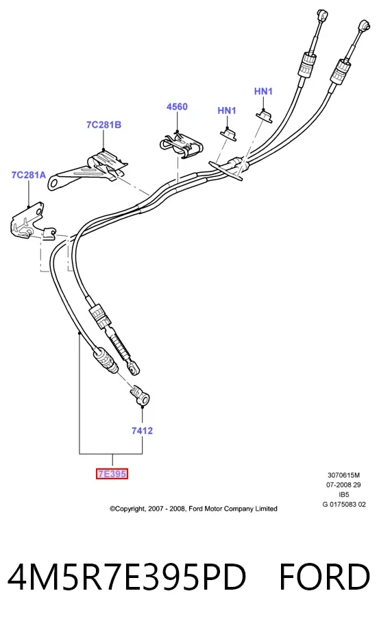 Cables de caja de cambios 4M5R7E395PD Ford
