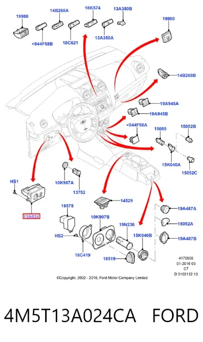 Interruptor de luces en el tablero FORD 4M5T13A024CA
