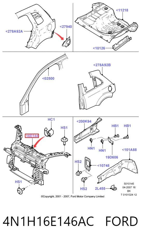 Soporte de radiador 4N1H16E146AC Ford