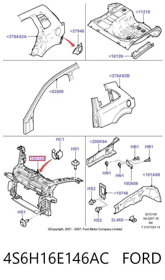 Soporte de radiador 4S6H16E146AC Ford