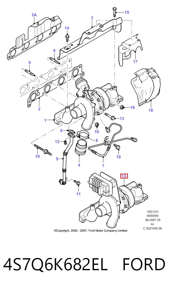Turbocompresor 4S7Q6K682EL Ford