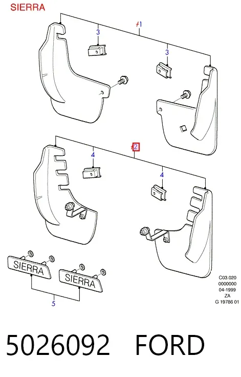 Faldillas guardabarros traseros 5026092 Ford