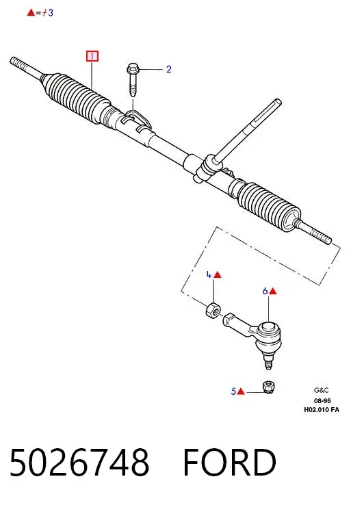 Cremallera de dirección 5026748 Ford